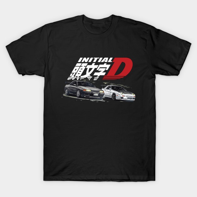 initial d fifth stage Ryosuke Takahashi FC vs Rin Hojo r32 T-Shirt by cowtown_cowboy